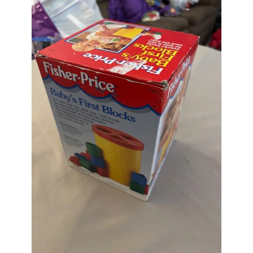 Fisher-Price Babys First Blocks Vintage 71024 Shape Sorter Toy Yellow Red Blue